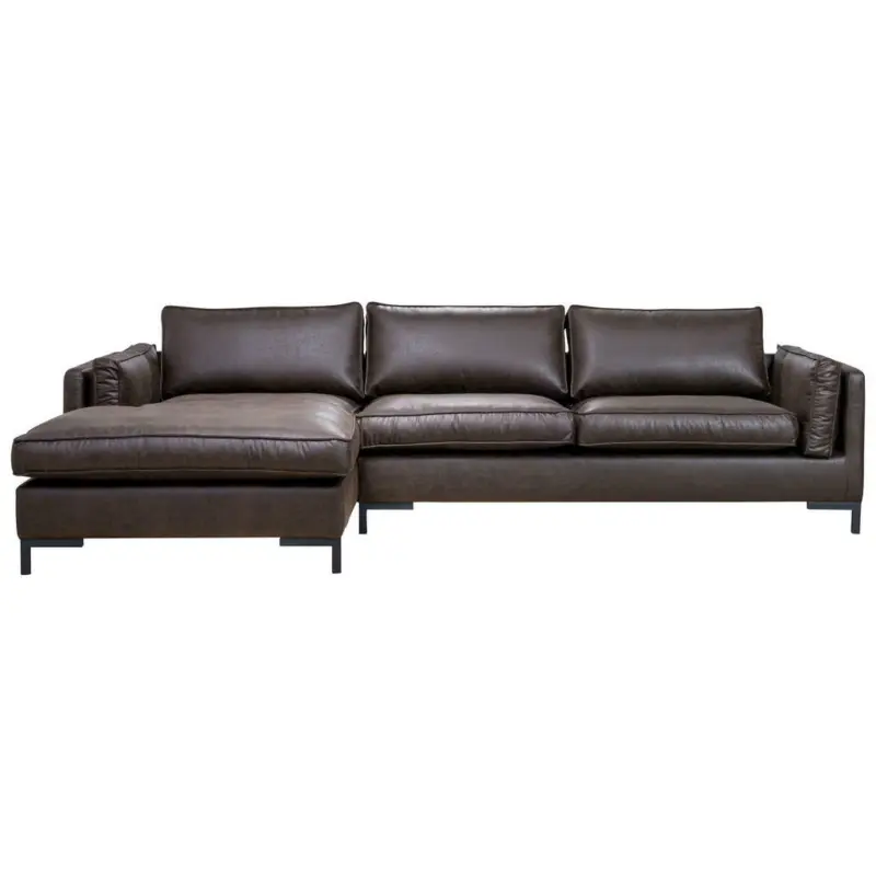 Ecksofa in Lederlook Dunkelbraun