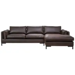 Ecksofa in Lederlook Dunkelbraun