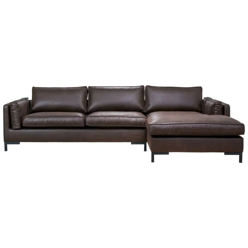 Ecksofa in Lederlook Dunkelbraun