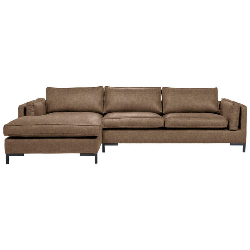 Ecksofa in Lederlook Braun