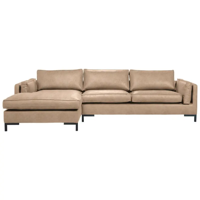 Ecksofa in Lederlook Hellbraun
