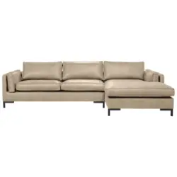 Ecksofa in Lederlook Hellbraun