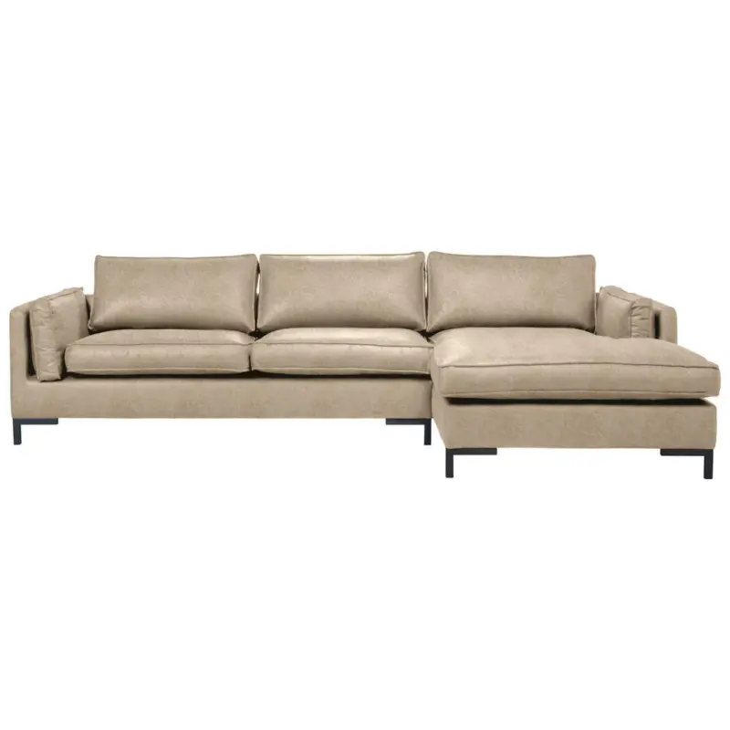 Ecksofa in Lederlook Hellbraun