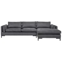 Ecksofa in Lederlook Grau