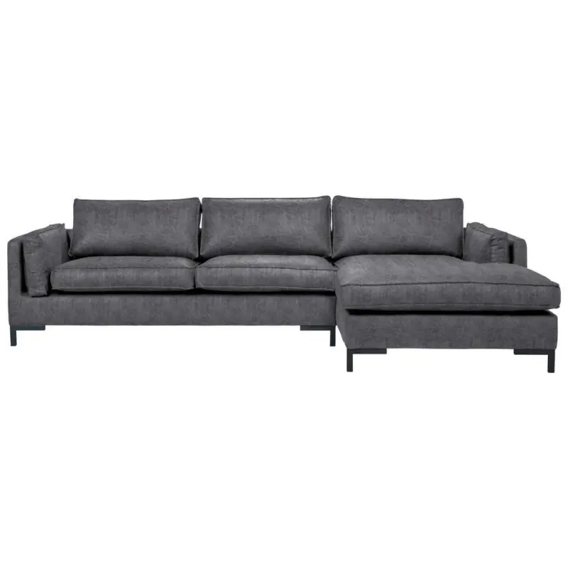 Ecksofa in Lederlook Grau
