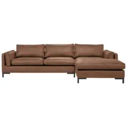 Ecksofa in Lederlook Braun