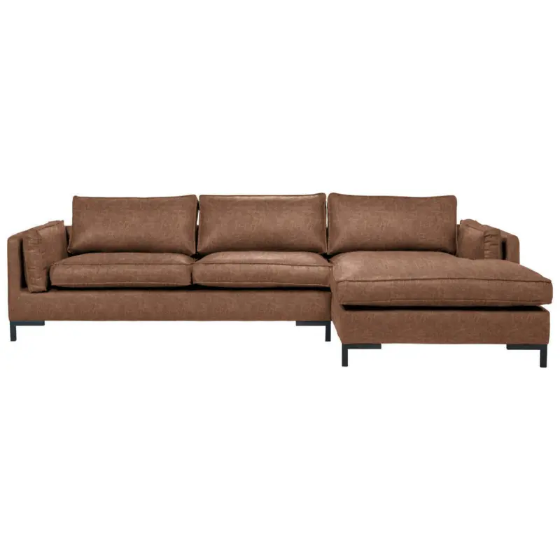 Ecksofa in Lederlook Braun