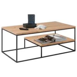 Couchtisch in Holz, Metall 110/60/42 cm