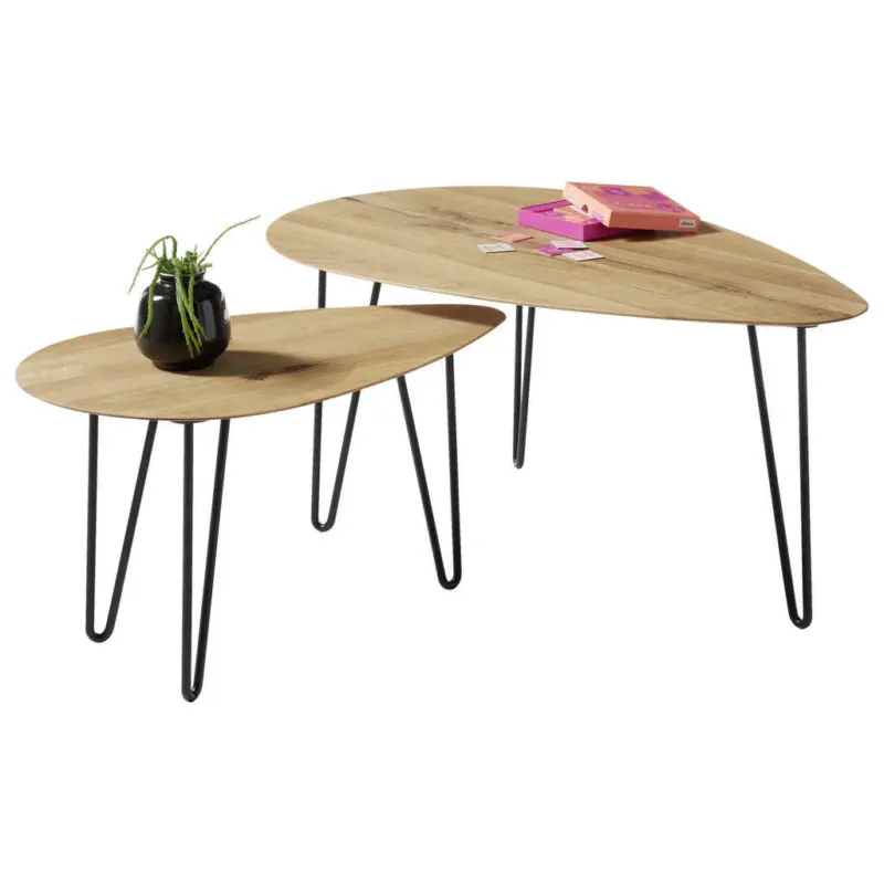 Couchtischset in Holz, Metall 68/38/42 cm