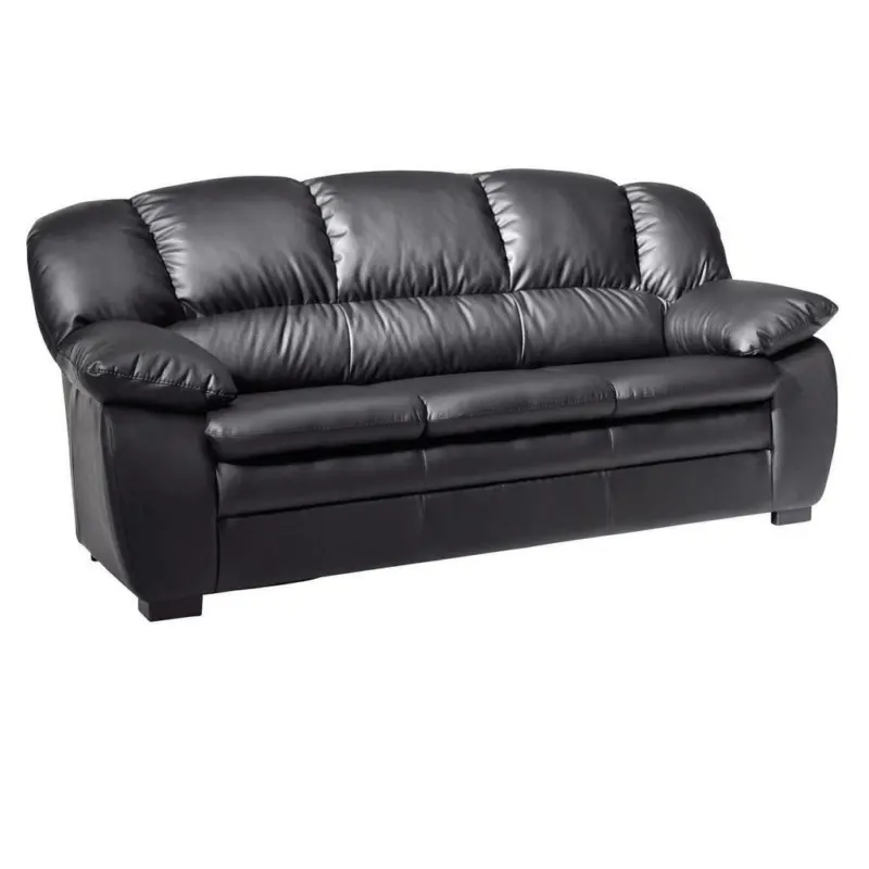 Dreisitzer-Sofa in Lederlook Schwarz