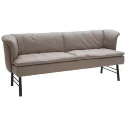 Sitzbank in Metall, Leder Anthrazit, Taupe