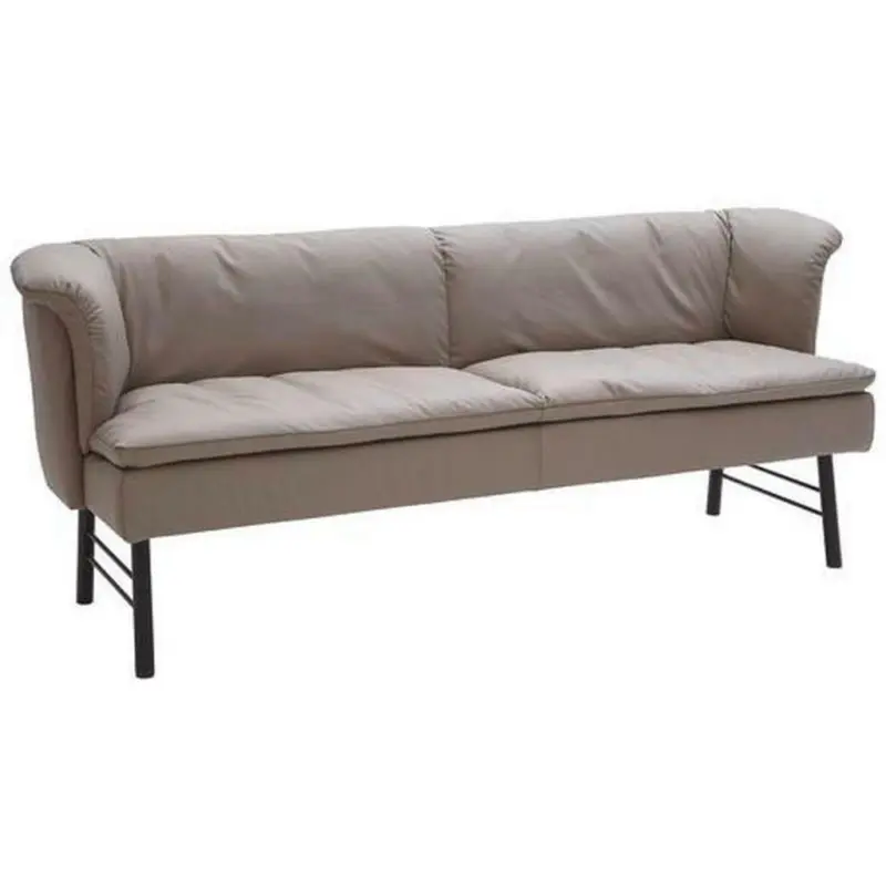 Sitzbank in Metall, Leder Anthrazit, Taupe