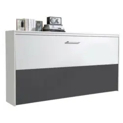 Schrankbett 90/200 cm Weiß, Dunkelgrau