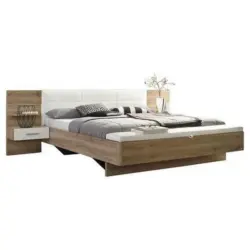 Bettanlage 180/200 cm in Weiß, Eichefarben