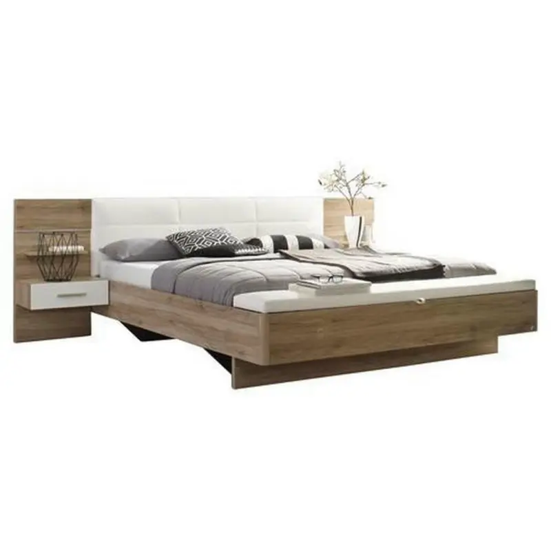 Bettanlage 180/200 cm in Weiß, Eichefarben