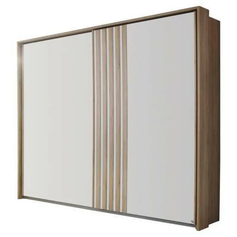 Schwebetürenschrank in Weiß, Eiche San Remo