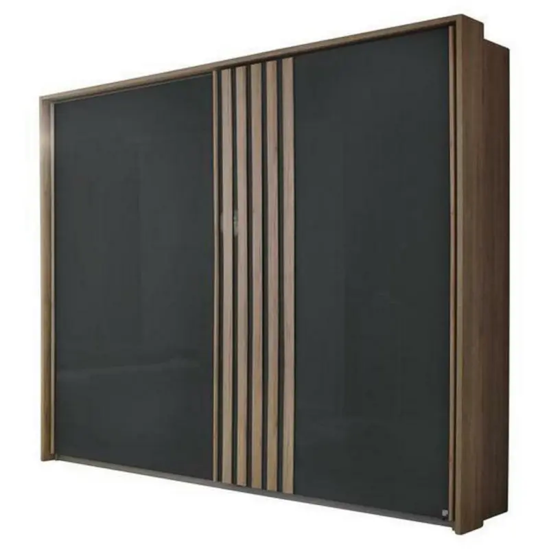 Schwebetürenschrank in Grau, Eichefarben