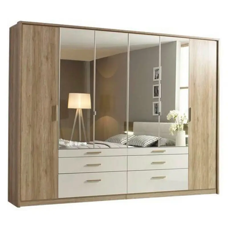 Drehtürenschrank in Weiß, Eichefarben