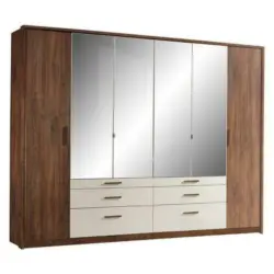 Drehtürenschrank in Weiß, Eichefarben