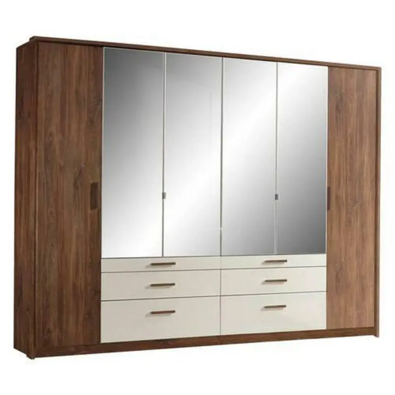 Drehtürenschrank in Weiß, Eichefarben