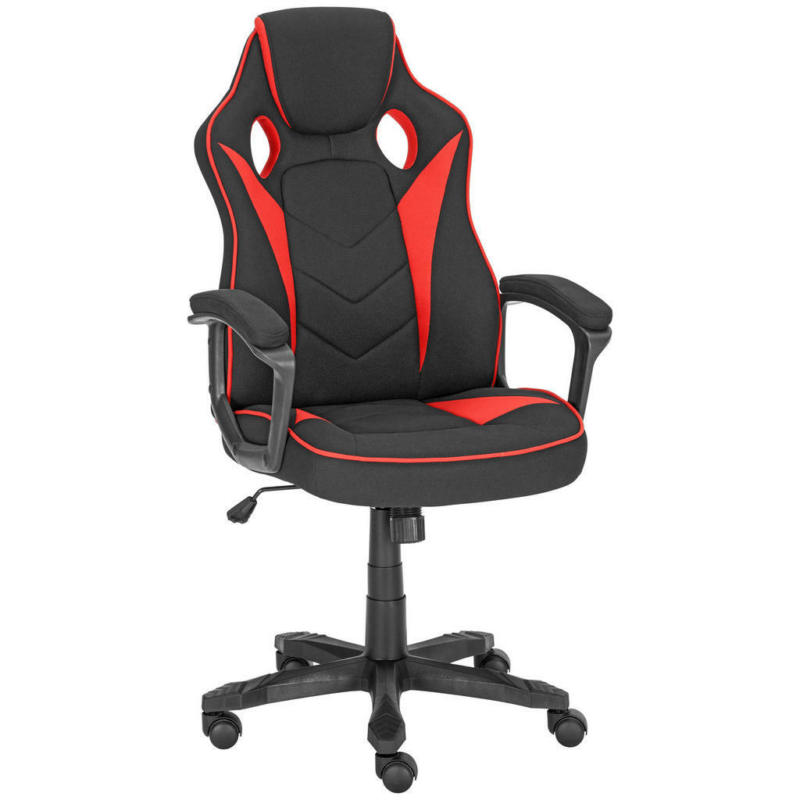 Gamingstuhl in Mikrofaser Rot, Schwarz