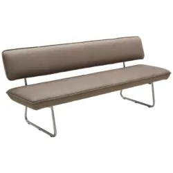 Sitzbank 200/87/67 cm in Braun, Edelstahlfarben