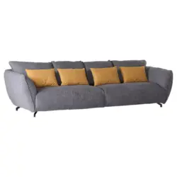 Megasofa in Flachgewebe Gelb, Grau