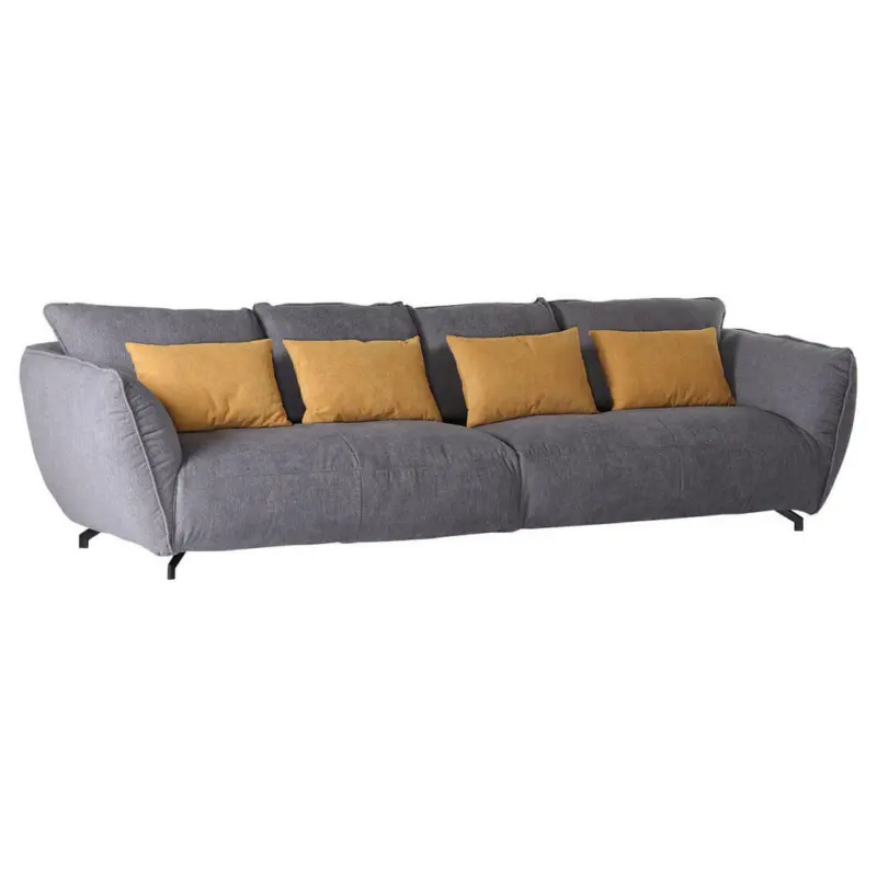 Megasofa in Flachgewebe Gelb, Grau