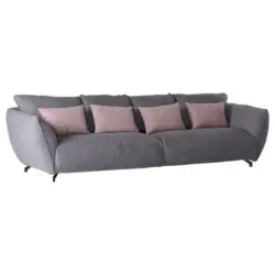 Megasofa in Flachgewebe Grau, Rosa