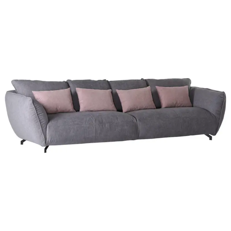 Megasofa in Flachgewebe Grau, Rosa