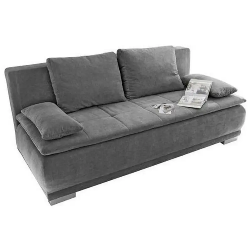 Schlafsofa in Mikrovelours Dunkelgrau