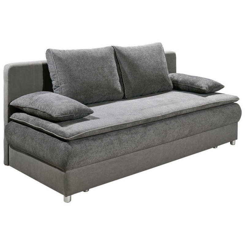 Schlafsofa in Webstoff, Mikrovelours Grau, Dunkelgrau