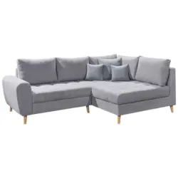 Ecksofa in Mikrovelours Hellgrau