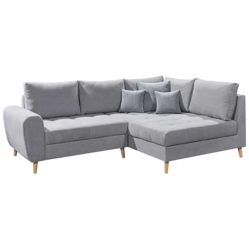 Ecksofa in Mikrovelours Hellgrau