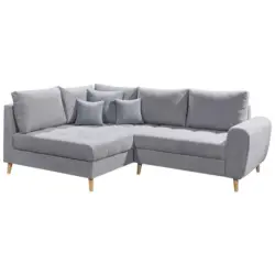 Ecksofa in Mikrovelours Hellgrau