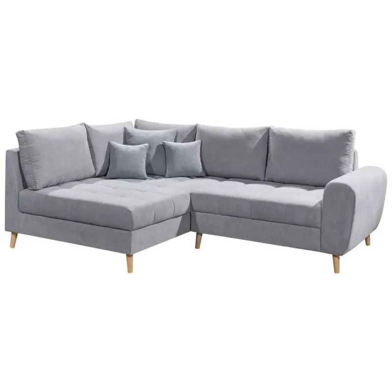 Ecksofa in Mikrovelours Hellgrau
