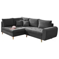 Ecksofa in Mikrovelours Anthrazit