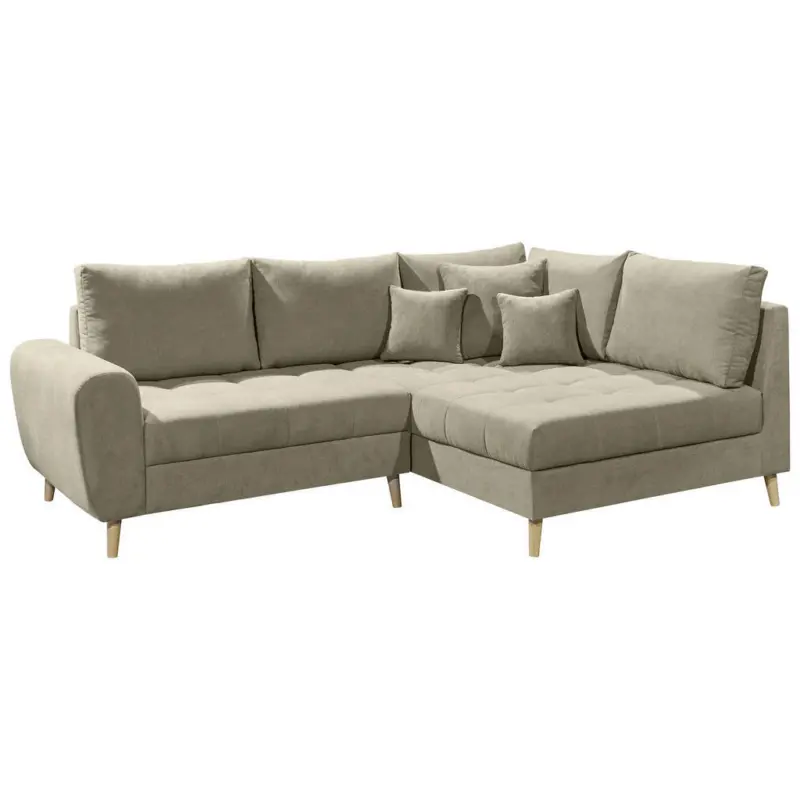 Ecksofa in Mikrovelours Sandfarben
