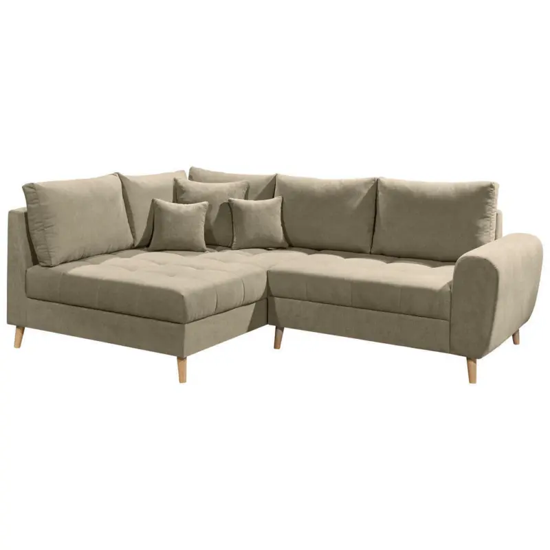 Ecksofa in Mikrovelours Sandfarben