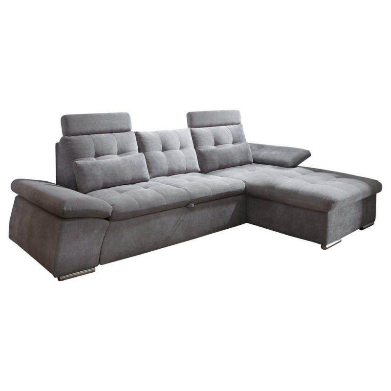 Ecksofa in Mikrovelours Dunkelgrau