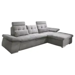 Ecksofa in Mikrovelours Grau