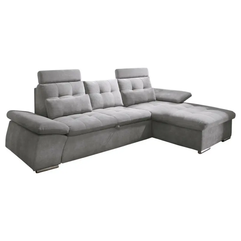 Ecksofa in Mikrovelours Grau