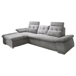 Ecksofa in Mikrovelours Grau