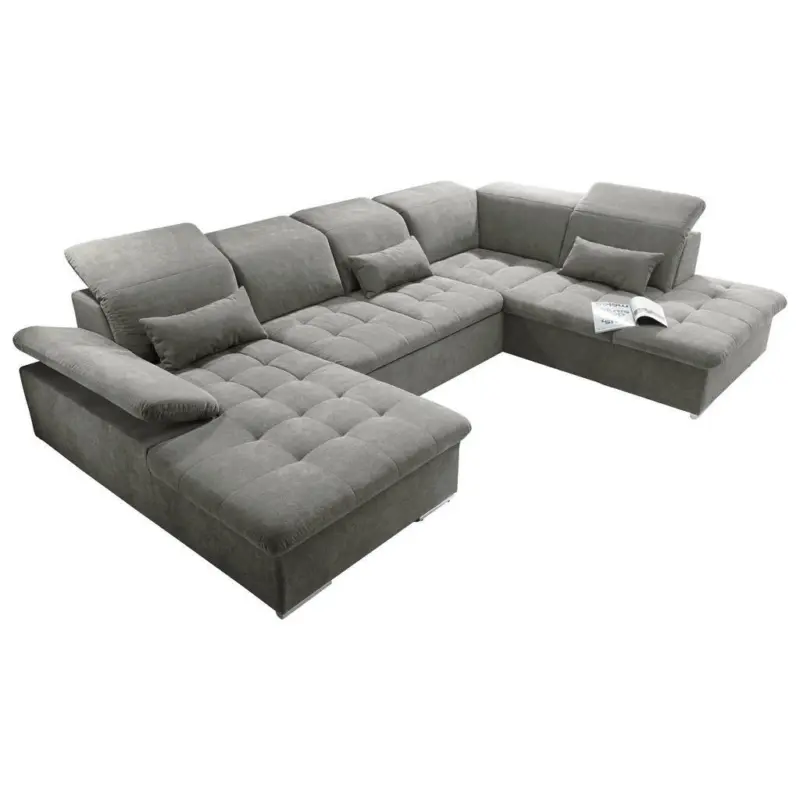 Wohnlandschaft in Mikrovelours Schlammfarben