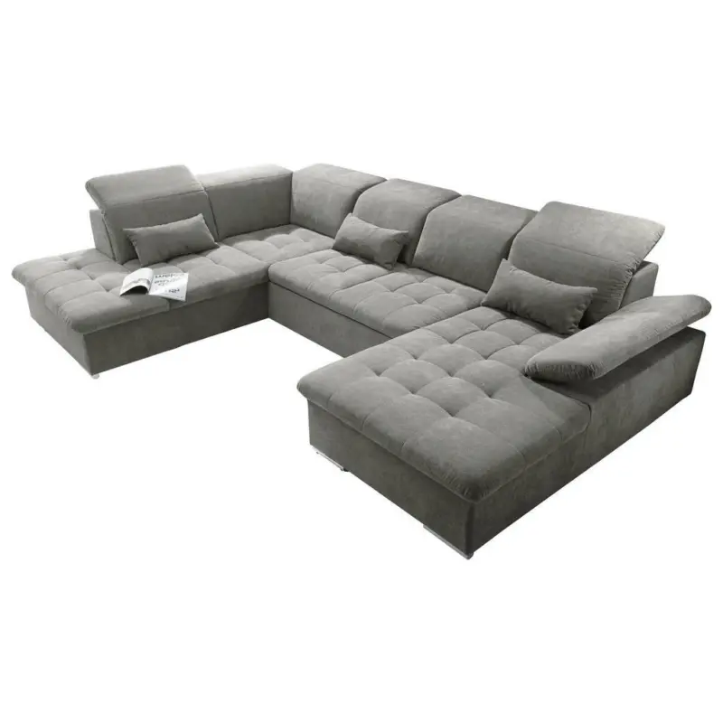 Wohnlandschaft in Mikrovelours Schlammfarben