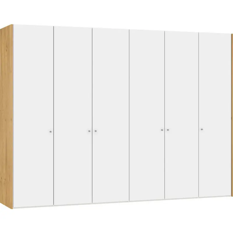 Falttürenschrank in Weiß, Eichefarben