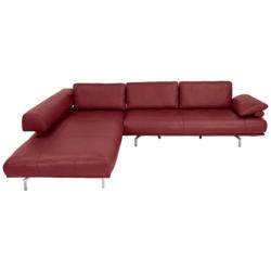 Ecksofa in Echtleder Bordeaux