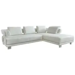 Ecksofa in Echtleder Weiß