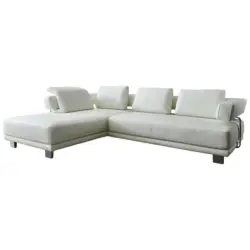Ecksofa in Echtleder Weiß