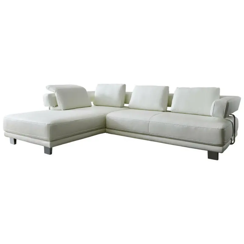 Ecksofa in Echtleder Weiß